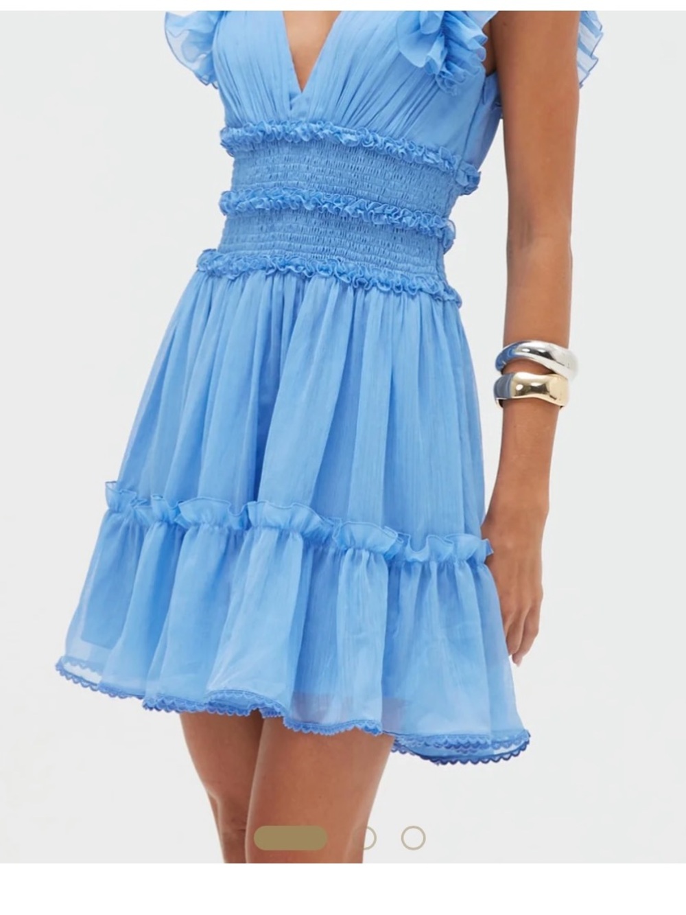 PatBO Light Blue Ruffle Mini Dress